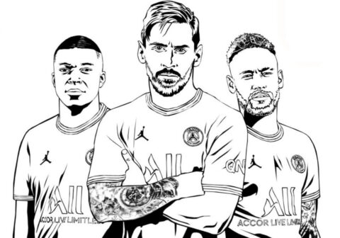 Dibujo de Lionel Messi y Amigos para Colorear