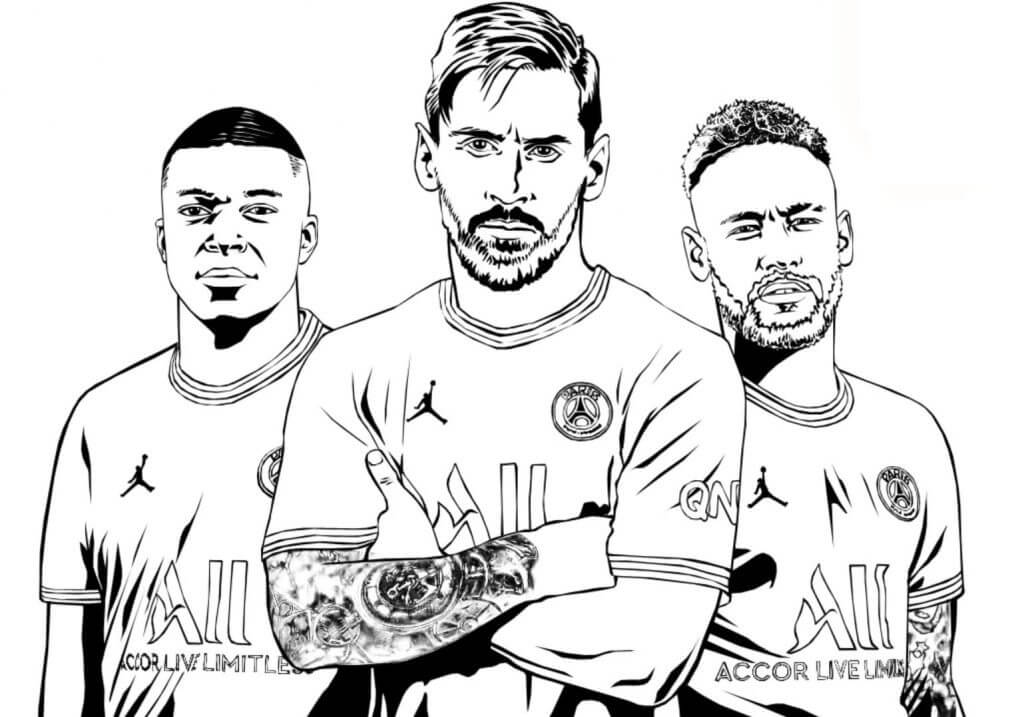 Dibujo de Lionel Messi y Amigos para Colorear
