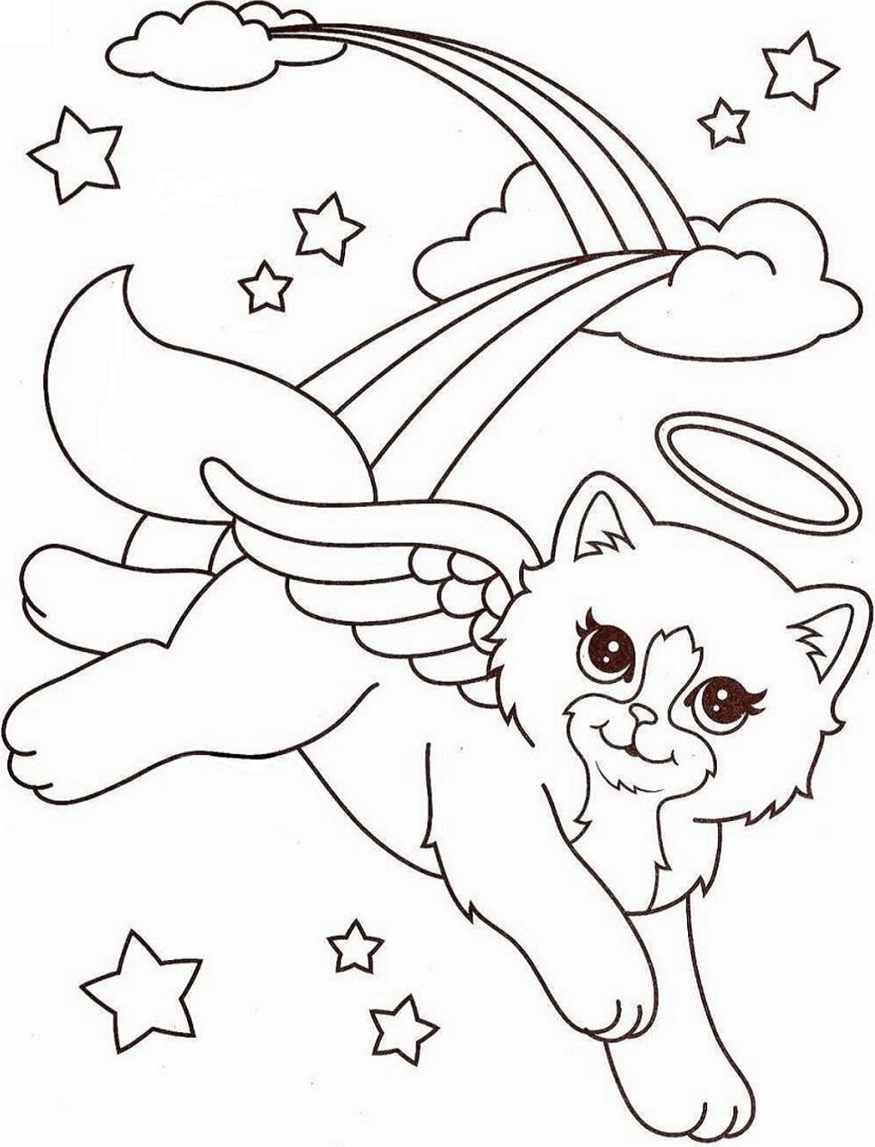 Dibujo de Ángel Gatito de Lisa Frank para Colorear