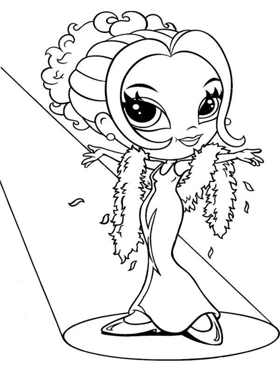 Dibujo de Hermosa Chica Glamour para Colorear