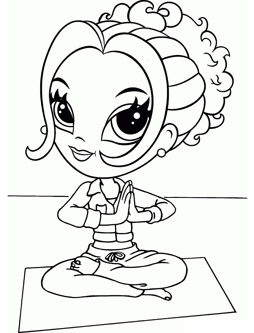 Dibujo de Lisa Frank Chica Meditando para Colorear