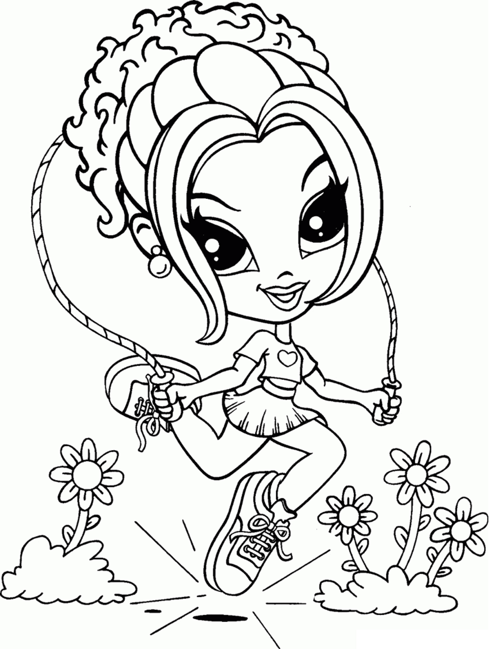 Dibujo de Lisa Frank Glamour Saltar a la Cuerda para Colorear