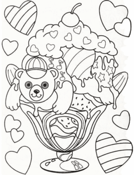 Dibujo de Oso de Hollywood Lisa Frank para Colorear