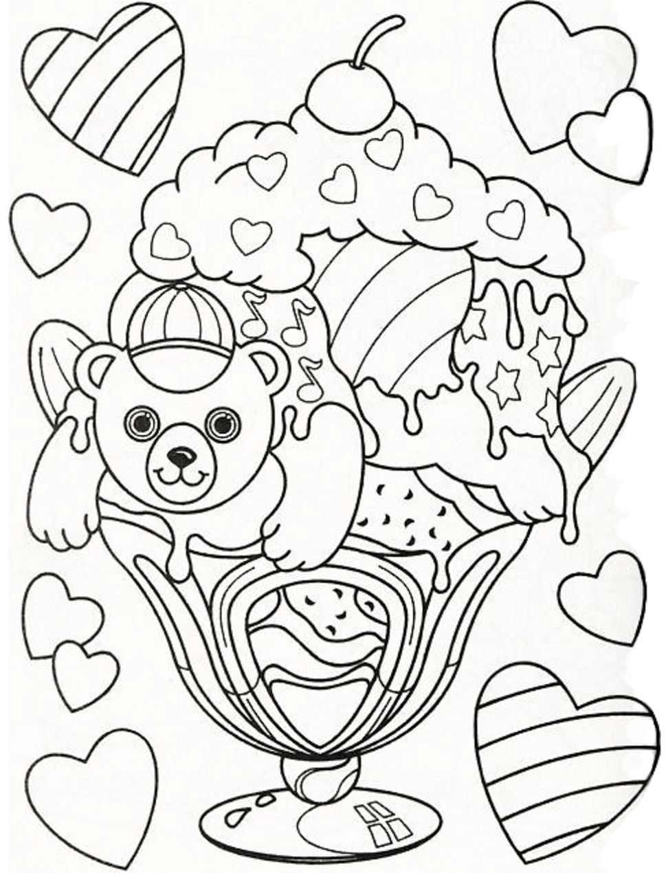 Dibujo de Oso de Hollywood Lisa Frank para Colorear