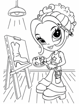 Dibujo de Pintura Chica Glamour para Colorear