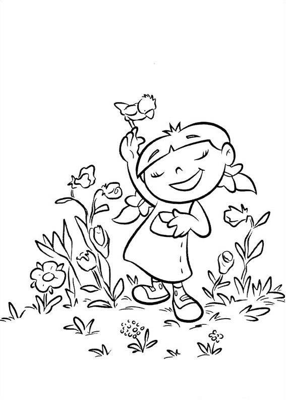 Dibujo de Annie con pájaro para Colorear