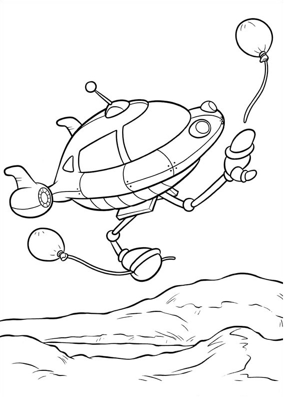 Dibujo de Cohete con Globos para Colorear