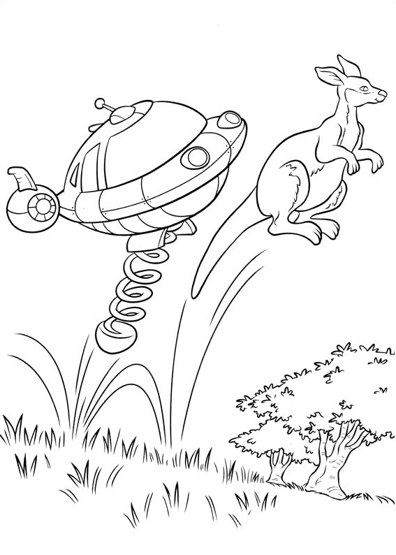 Dibujo de Cohete y Canguro para Colorear