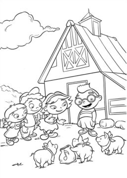 Dibujo de Pequeños Einsteins con Cerdos para Colorear