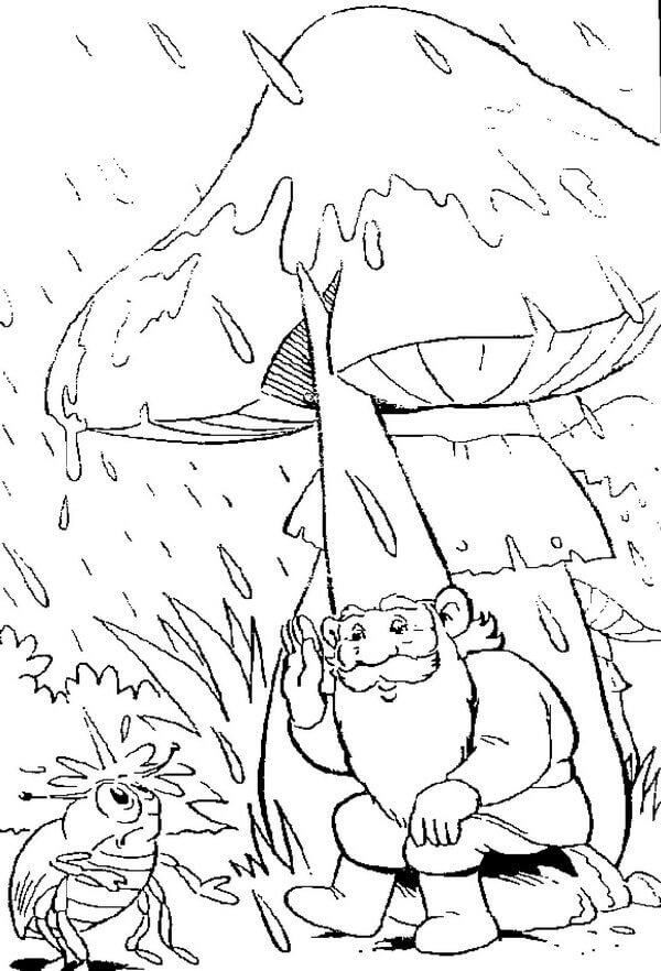 Dibujo de David el Gnomo y la Lluvia para Colorear