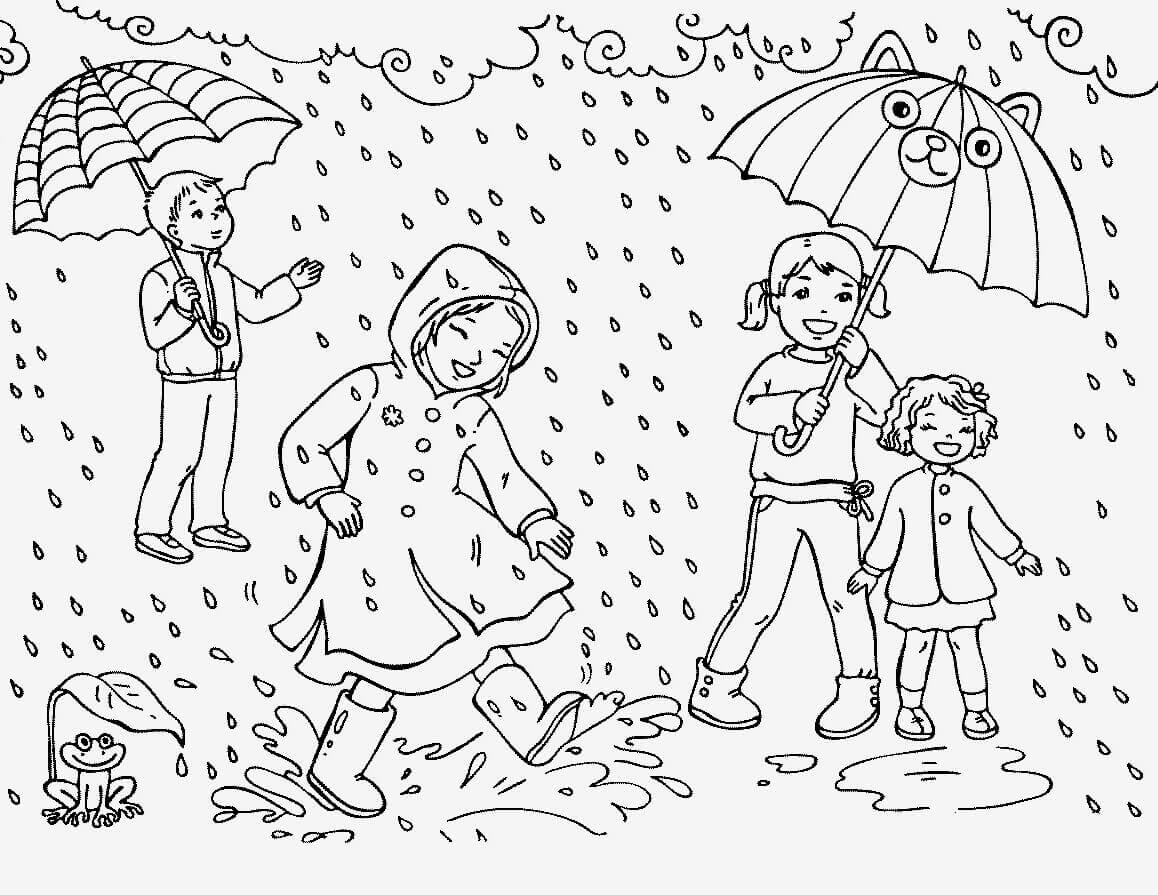 Dibujo de Lluvia Divertida para Colorear