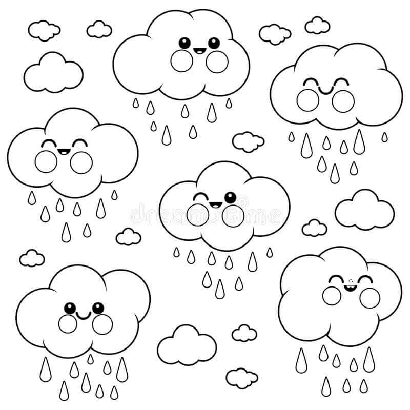 Dibujo de Lluvia Feliz para Colorear