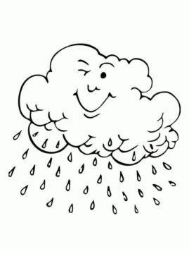 Dibujo de Nube de Lluvia Feliz para Colorear
