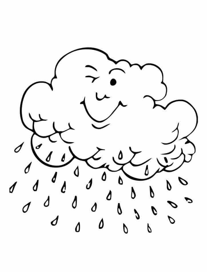 Dibujo de Nube de Lluvia Feliz para Colorear