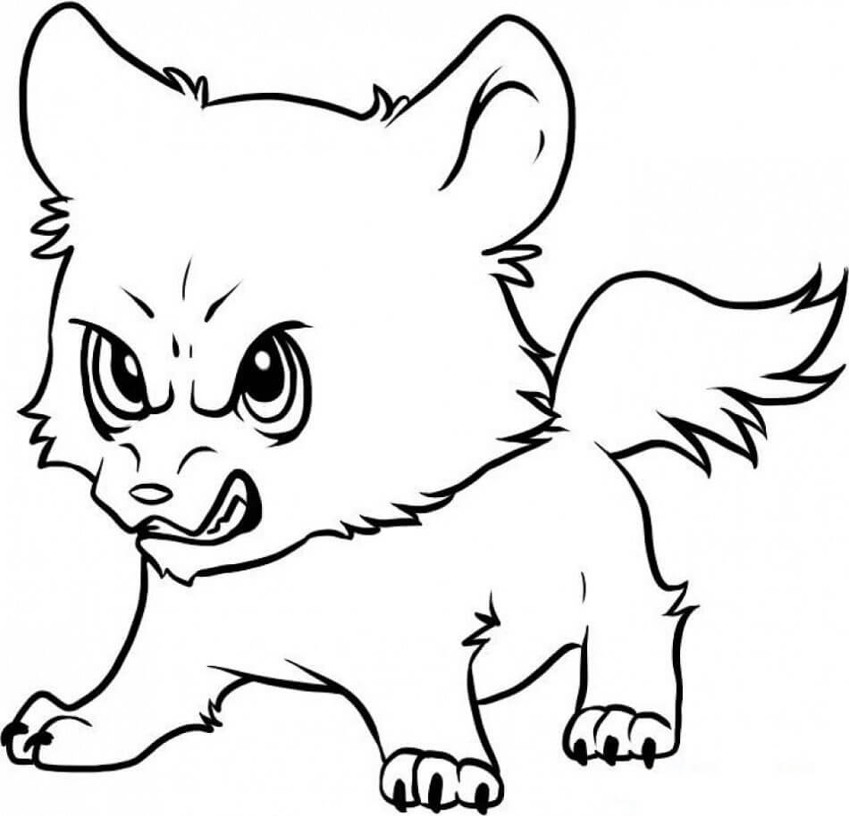 Dibujo de Bebé Enojado Lobo para Colorear