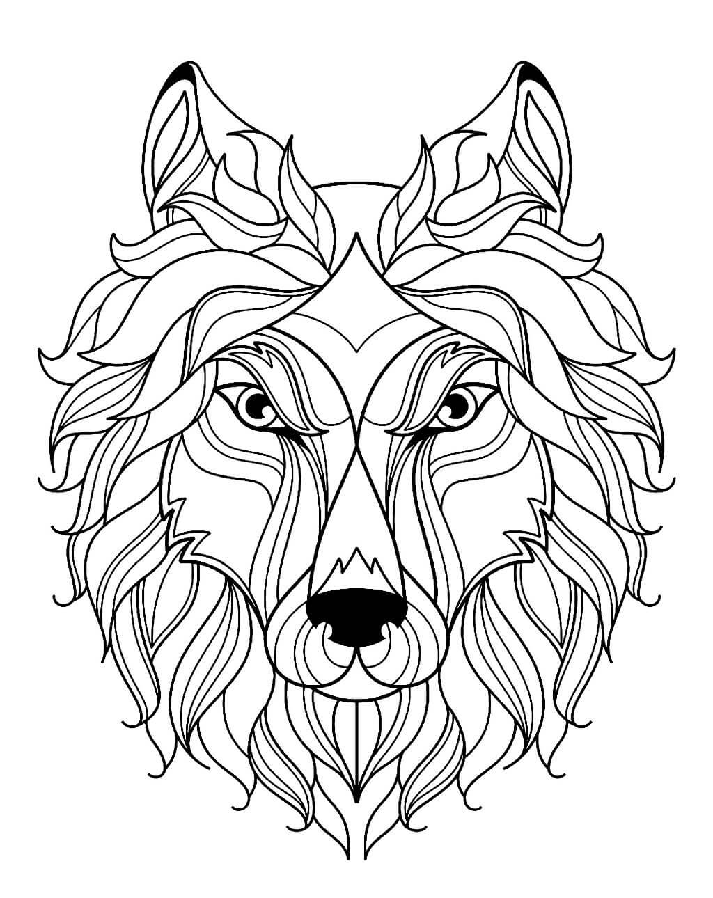 Dibujo de Cool Cabeza de Lobo para Colorear