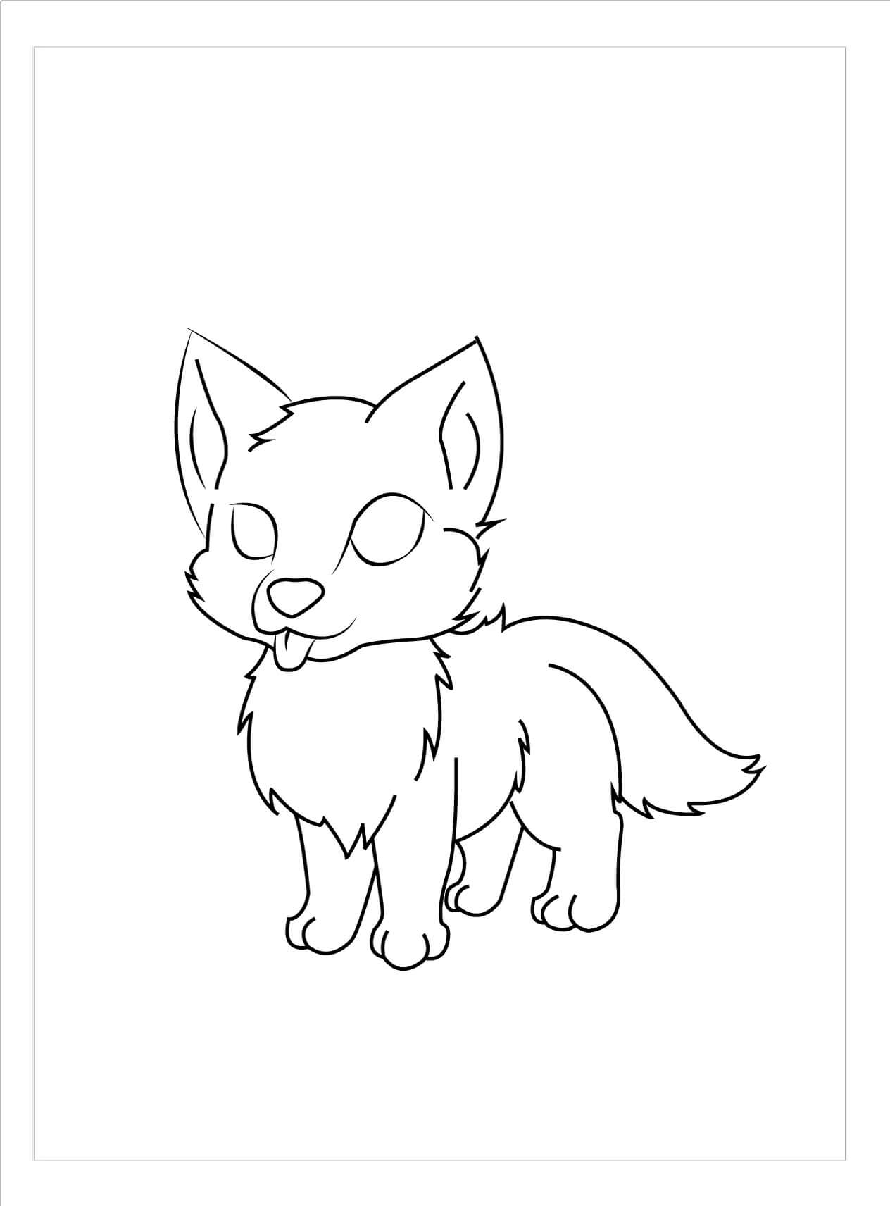 Dibujo de Lindo bebé Lobo para Colorear