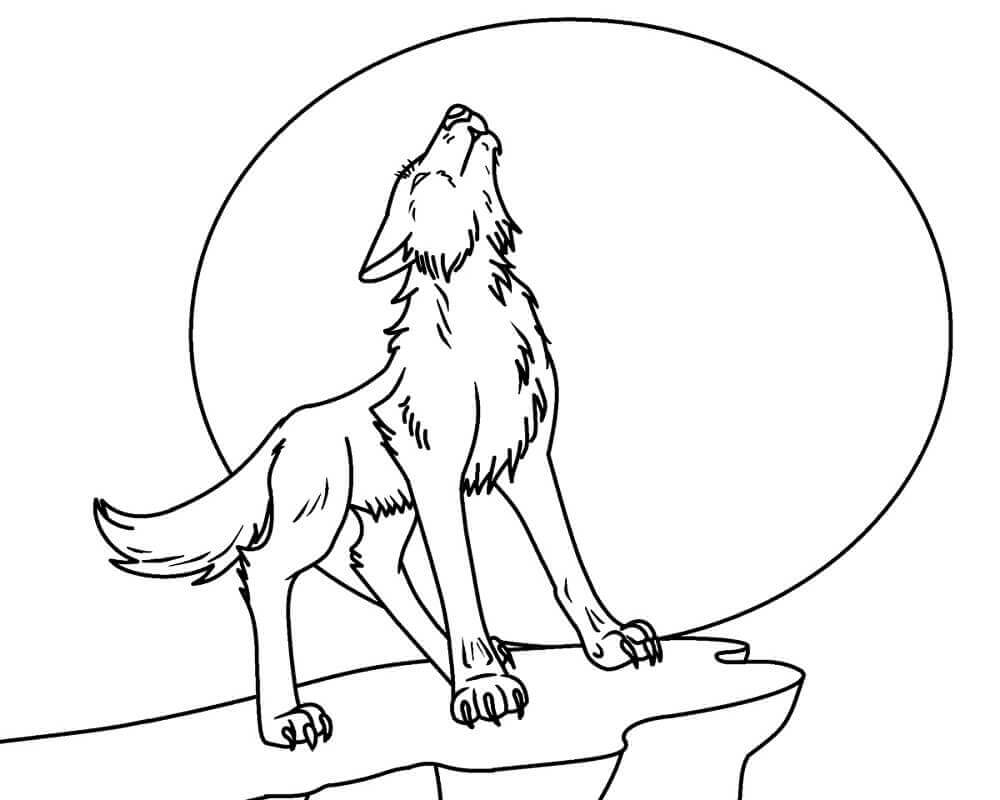 Dibujo de Lobo Aullando para Colorear