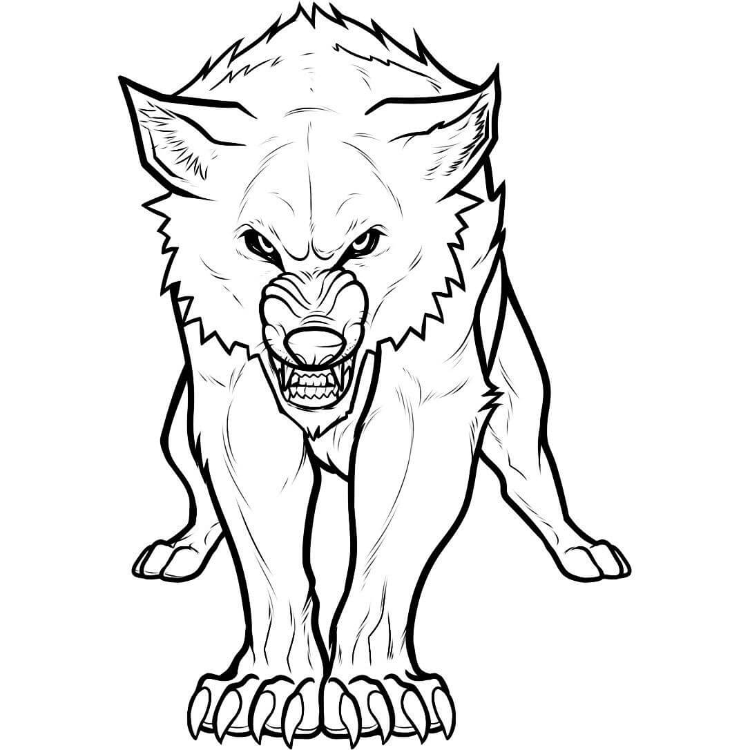 Dibujo de Lobo Enojado para Colorear