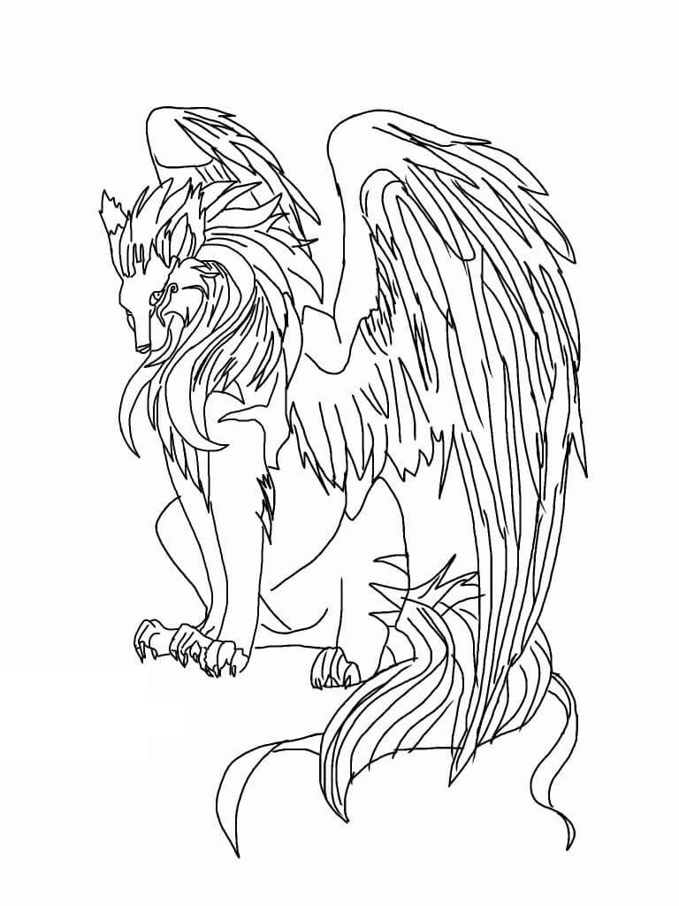Dibujo de Lobos con Alas para Colorear