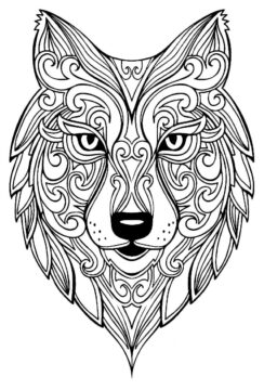 Dibujo de Mandala de Cabeza de Lobo para Colorear