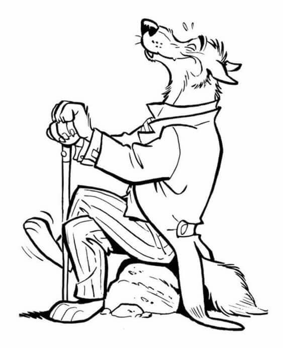 Dibujo de Viejo Lobo para Colorear