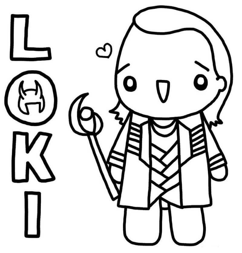Dibujo de Kawaii Loki para Colorear