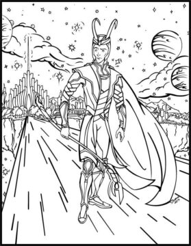 Dibujo de Loki en Bifrost para Colorear