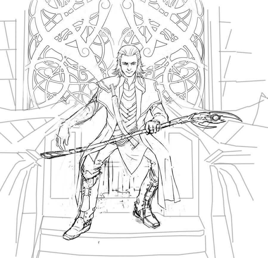 Dibujo de Loki en el Trono para Colorear