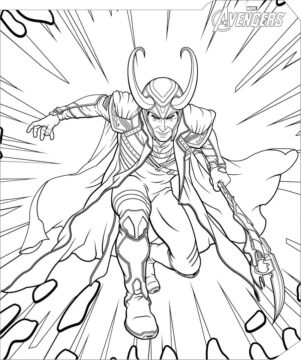 Dibujo de Marvel Vengadores Loki para Colorear