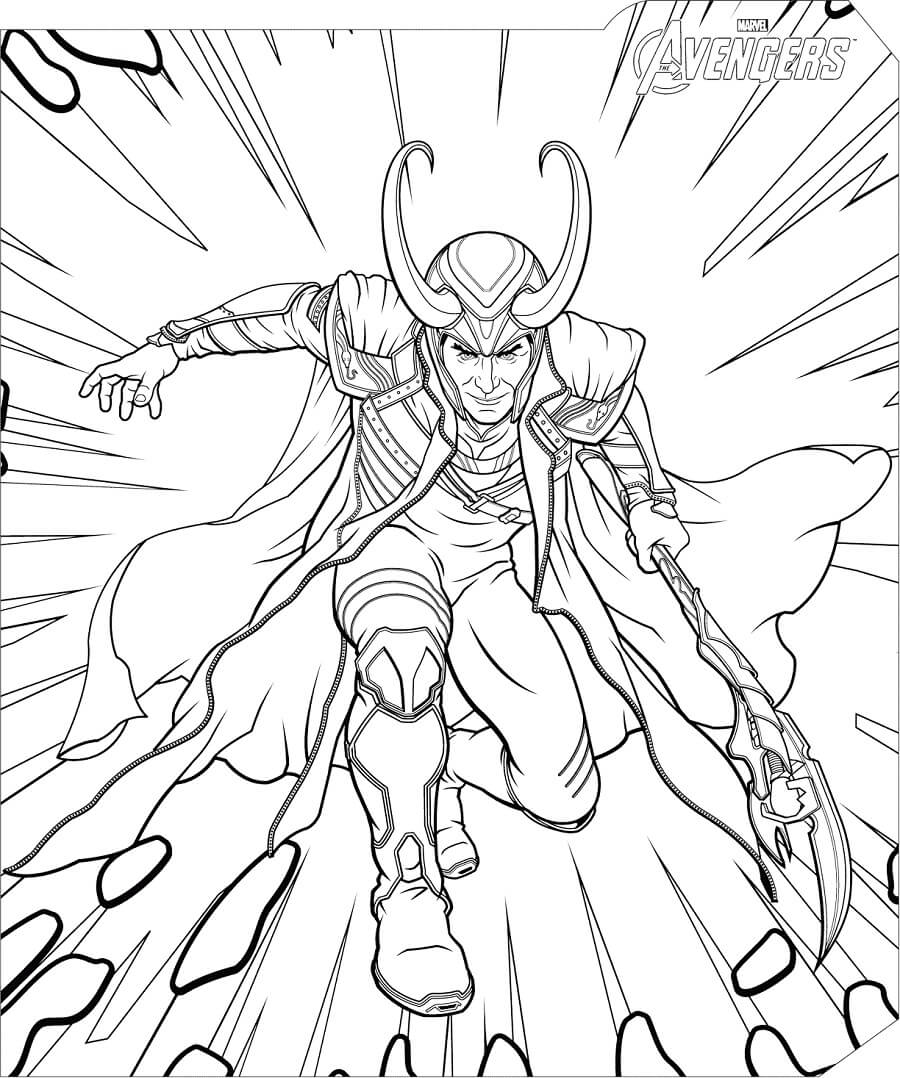 Dibujo de Marvel Vengadores Loki para Colorear