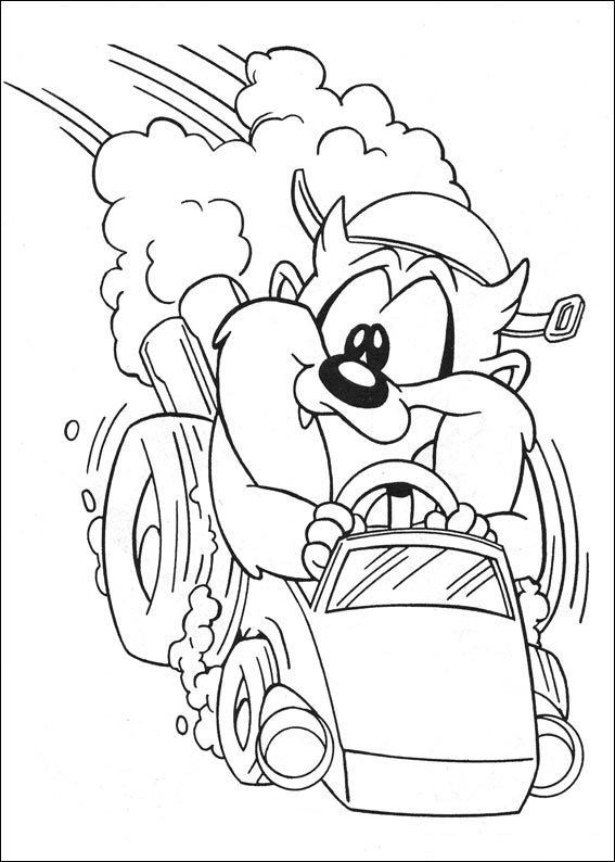 Dibujo de Bebé Taz Conduciendo para Colorear