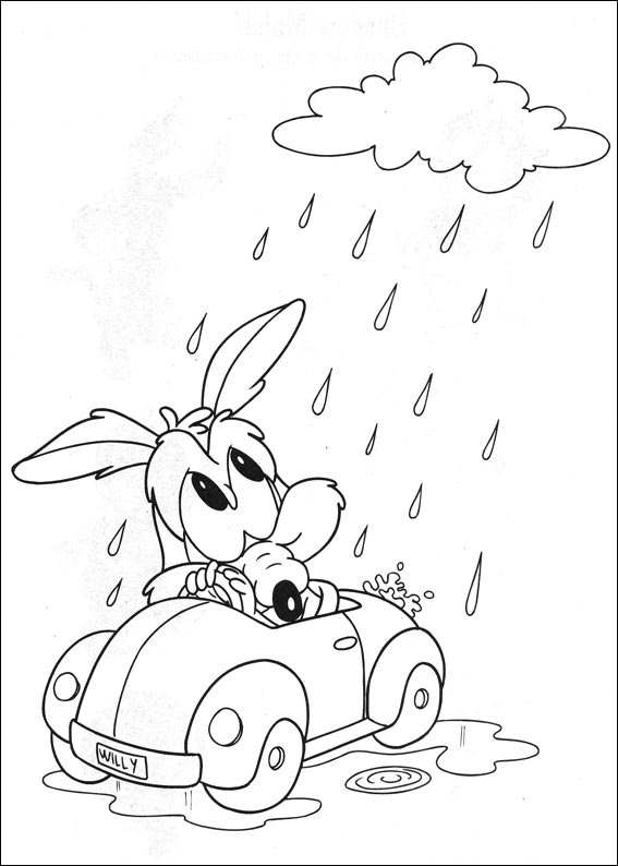 Dibujo de Bebé Wile e Bajo la Lluvia para Colorear