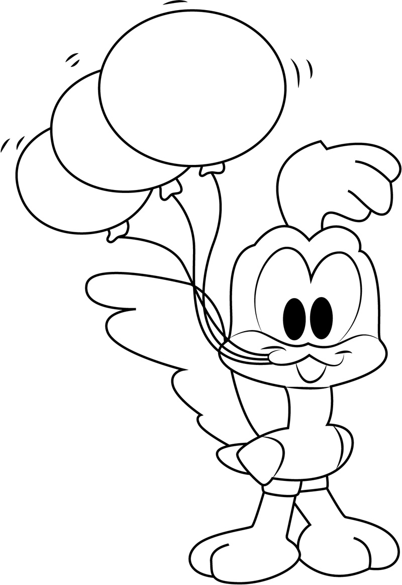 Dibujo de Corredora de Camino del bebé con Globos para Colorear