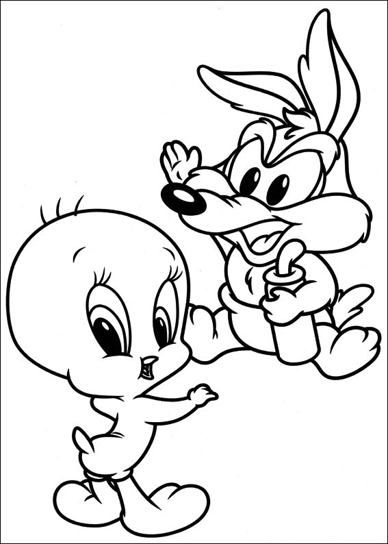 Dibujo de Piolin bebé y bebé Wile e para Colorear