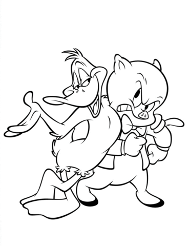 Dibujo de Pato Lucas y Cerdo Porky para Colorear