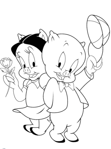 Dibujo de Petunia y Cerdo Porky para Colorear