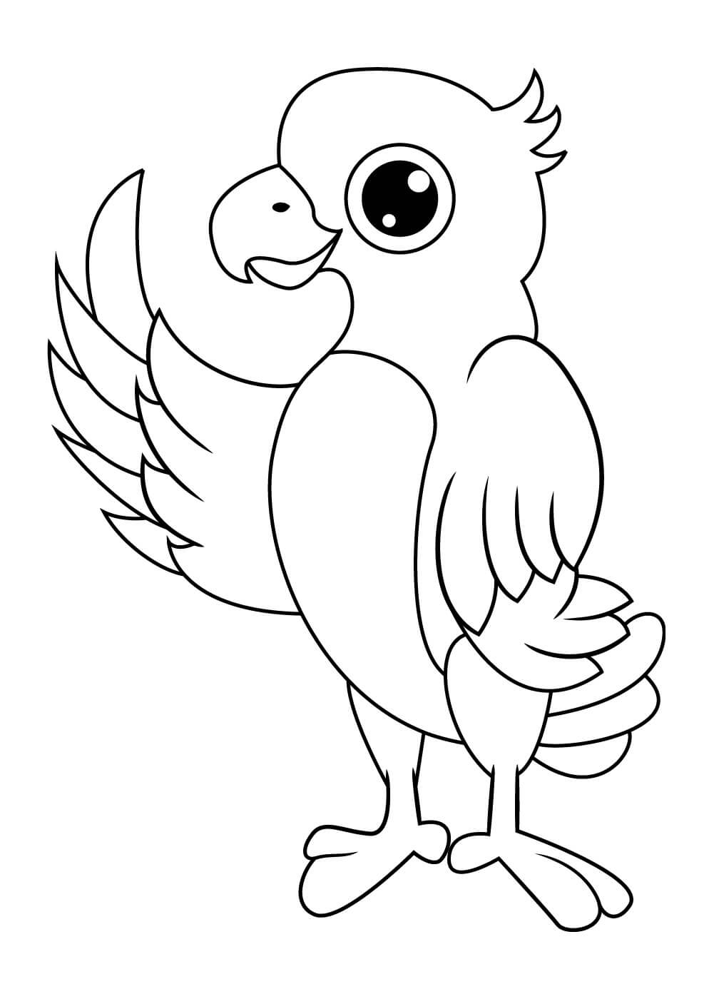 Dibujo de Loro de Pie para Colorear