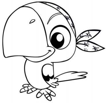 Dibujo de Loro Pirata de Dibujos Animados para Colorear