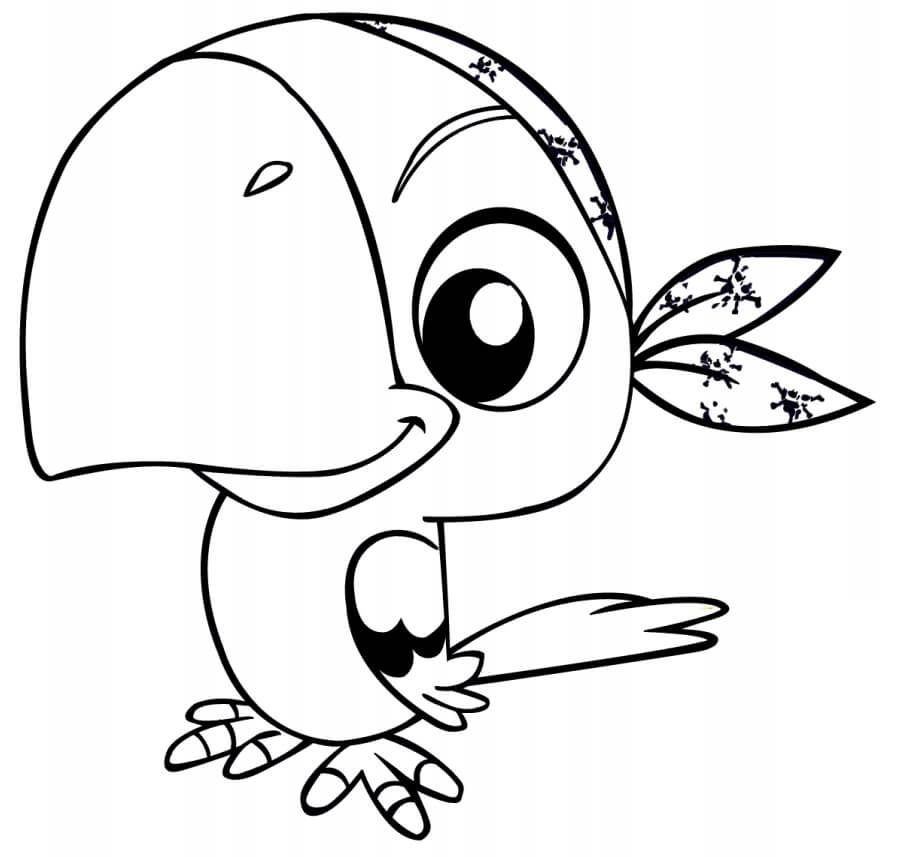 Dibujo de Loro Pirata de Dibujos Animados para Colorear