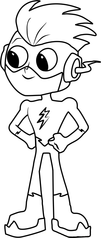Dibujo de Niño Flash Sonriente para Colorear