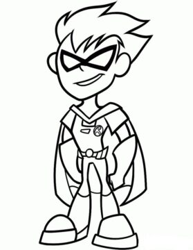 Dibujo de Robin Impresionante Sonriendo para Colorear