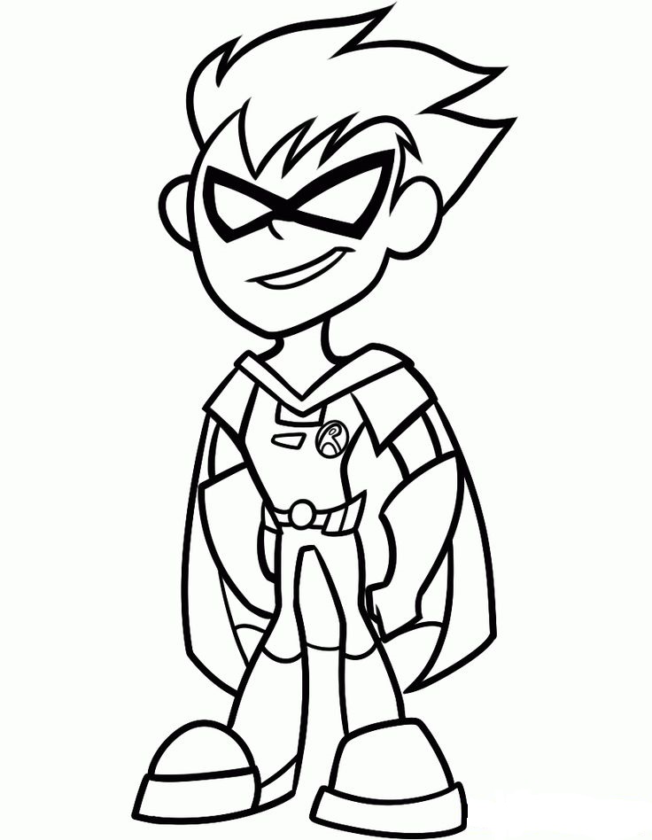 Dibujo de Robin Impresionante Sonriendo para Colorear
