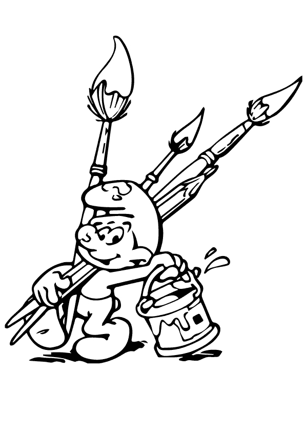 Dibujo de El Ni o Pitufo Pintor para Colorear