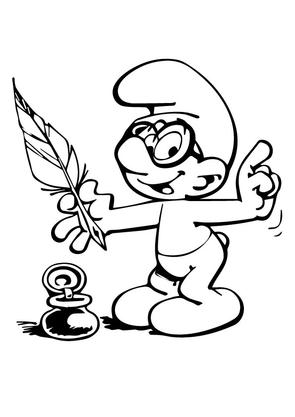 Dibujo de El Pitufo Escritor para Colorear