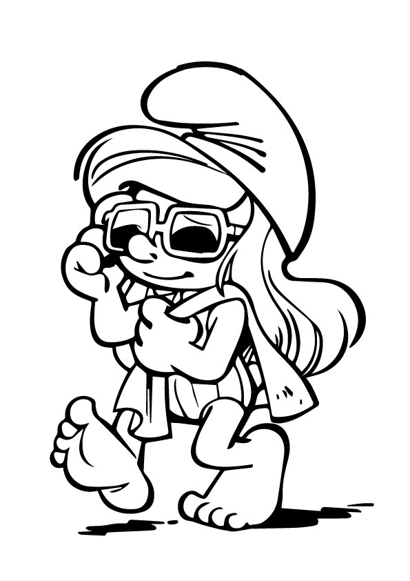 Dibujo de Pitufina Caminando con Estilo para Colorear