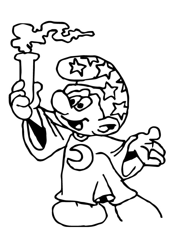 Dibujo de Pitufo el Mago para Colorear
