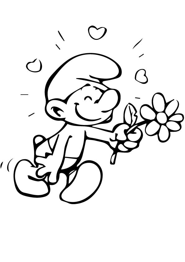 Dibujo de Pitufo en romántico para Colorear
