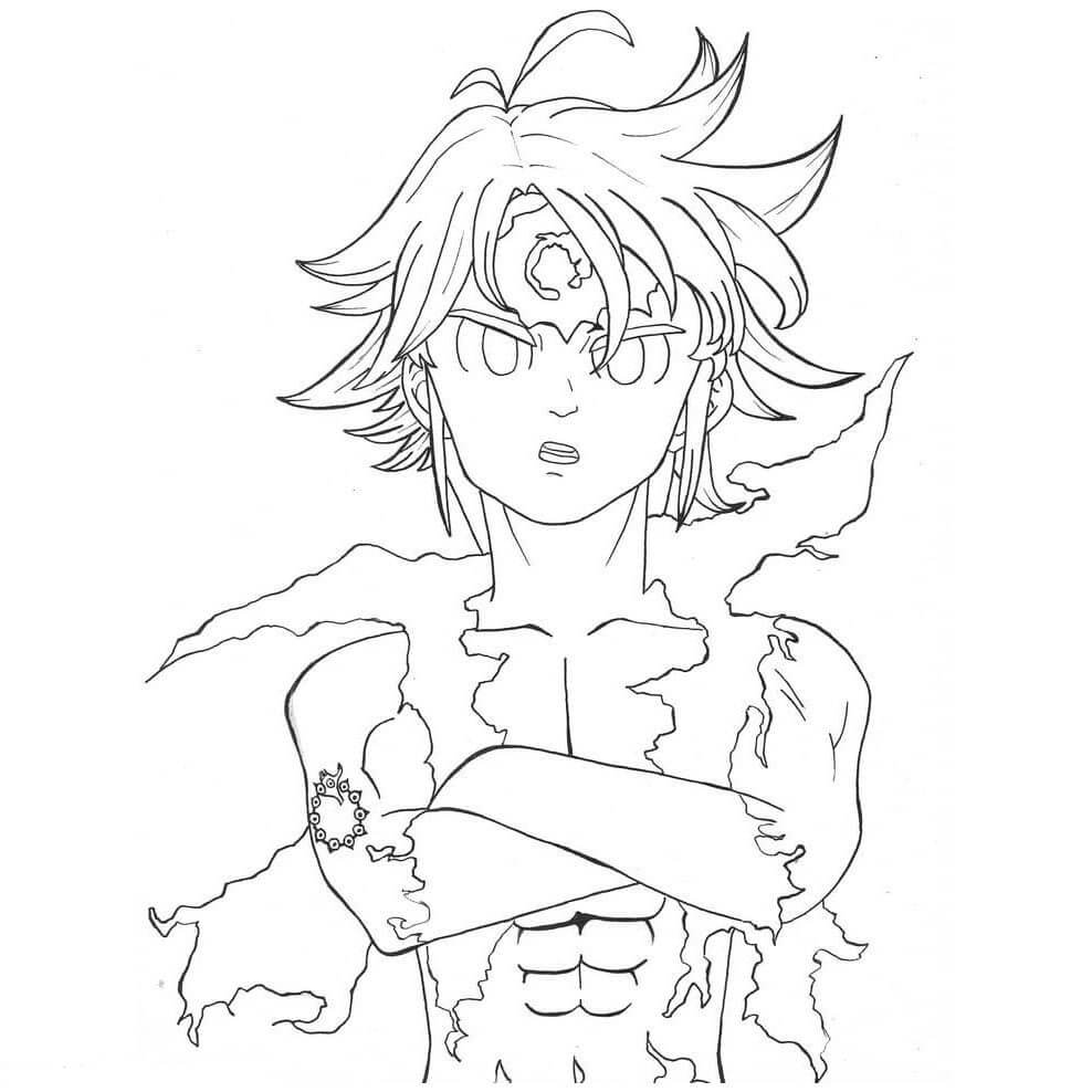 Dibujo de Meliodas Enojado para Colorear