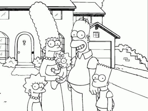 Dibujo de Lindo Familia los Simpsons para Colorear